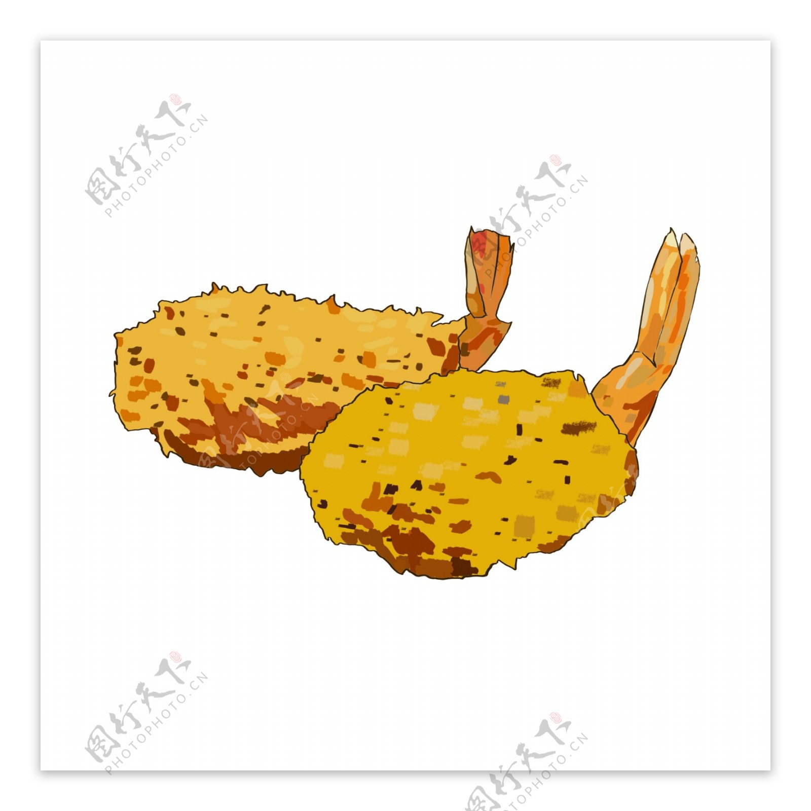 卡通黄色油炸虾插图