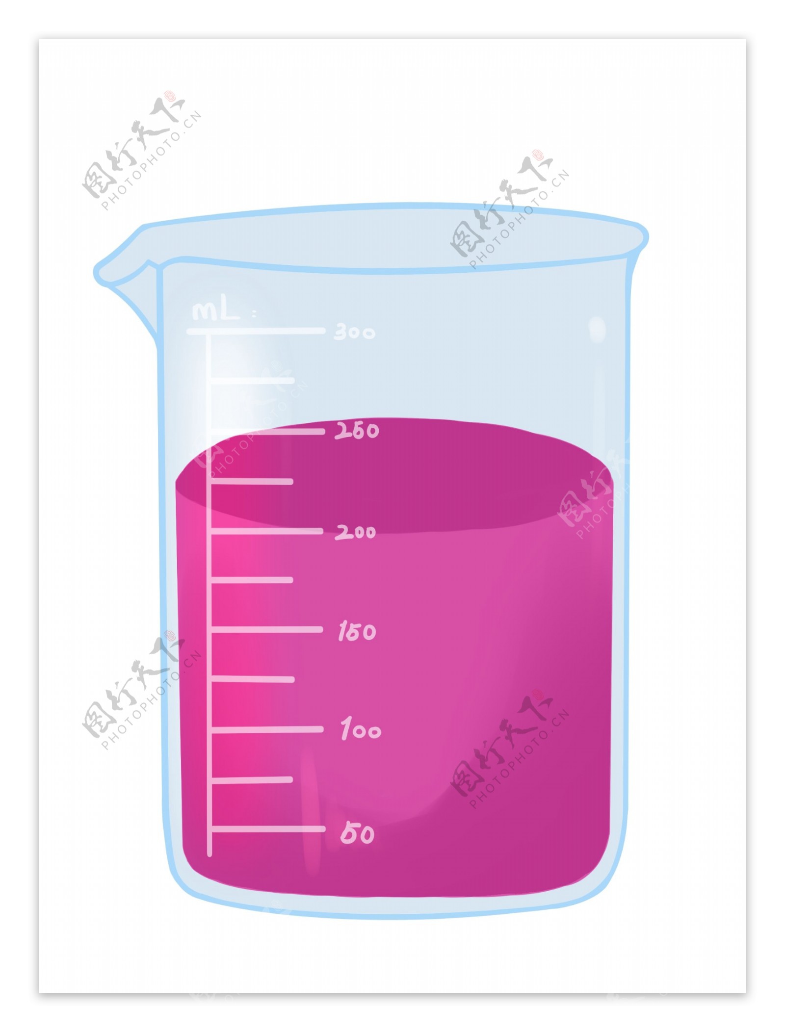 玻璃烧杯和紫色液体