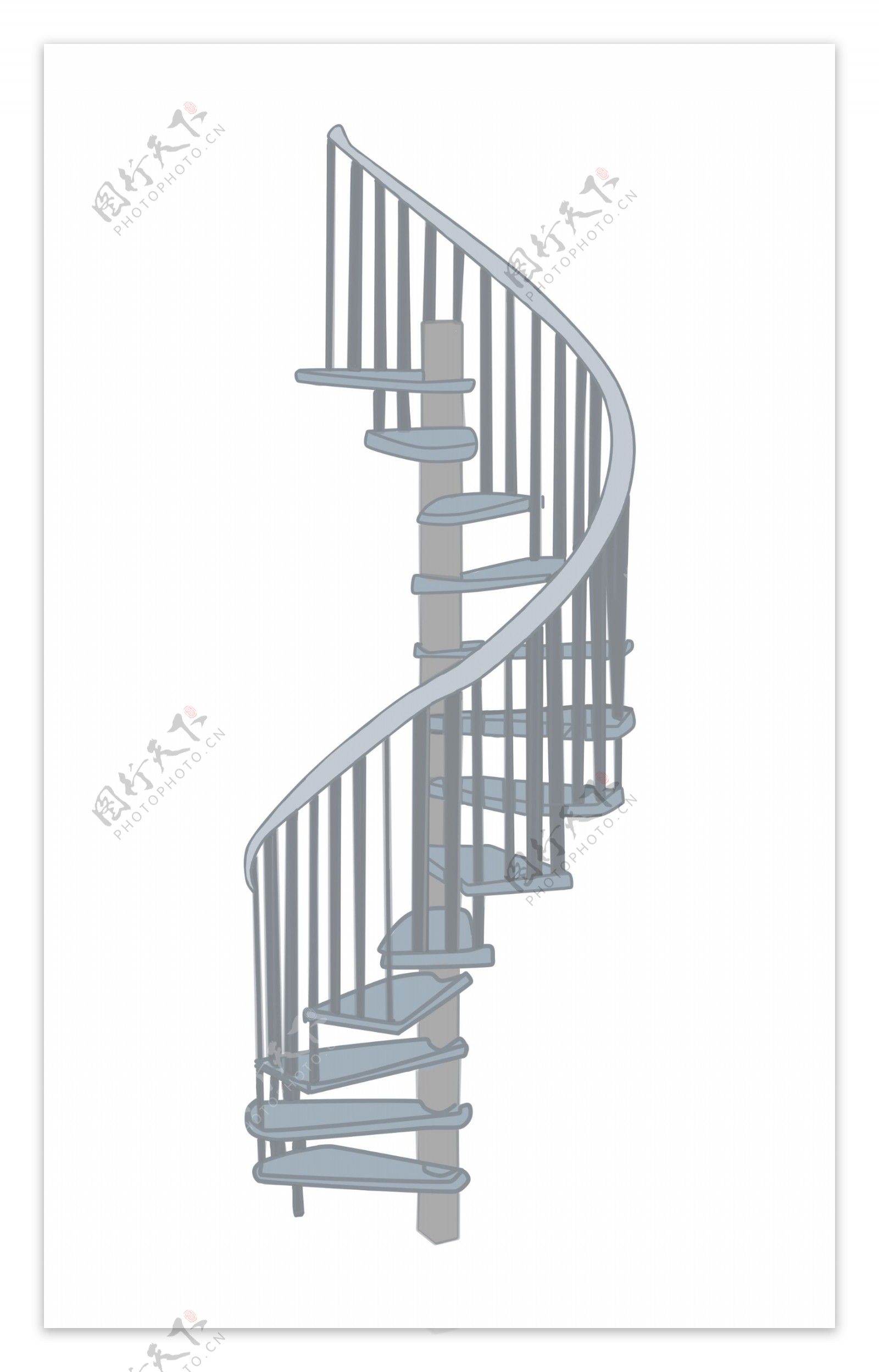 灰色楼梯装饰插画