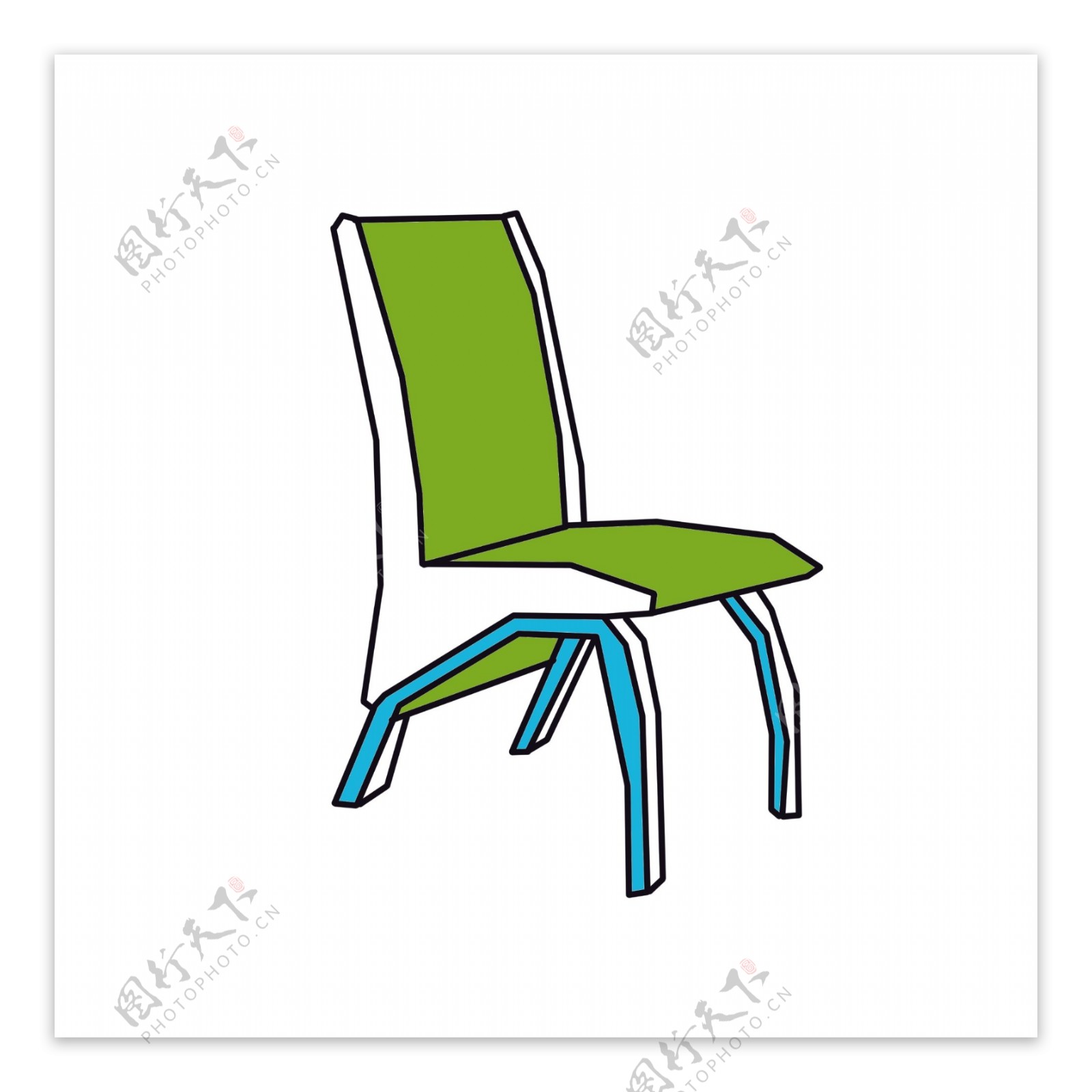 绿色时尚椅子插画