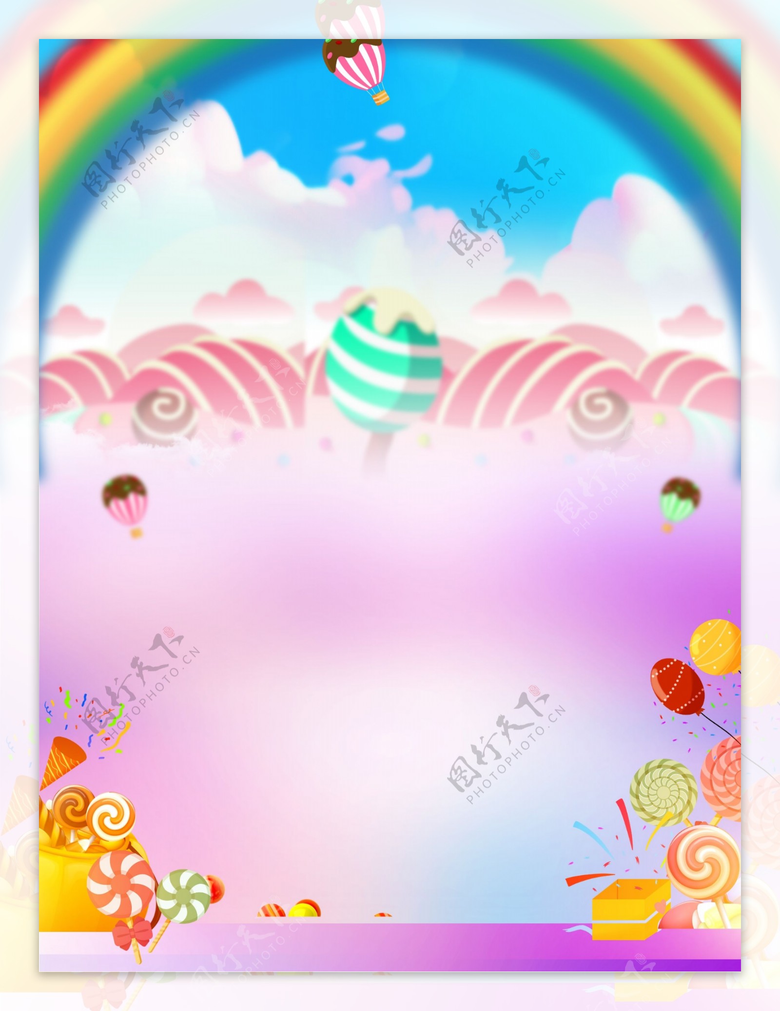 彩虹棒棒糖六一儿童节背景设计