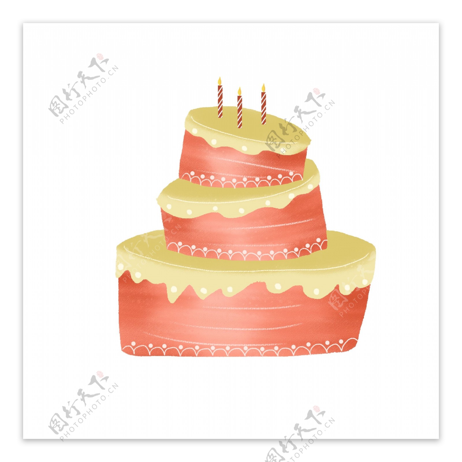 卡通手绘一个生日蛋糕设计元素