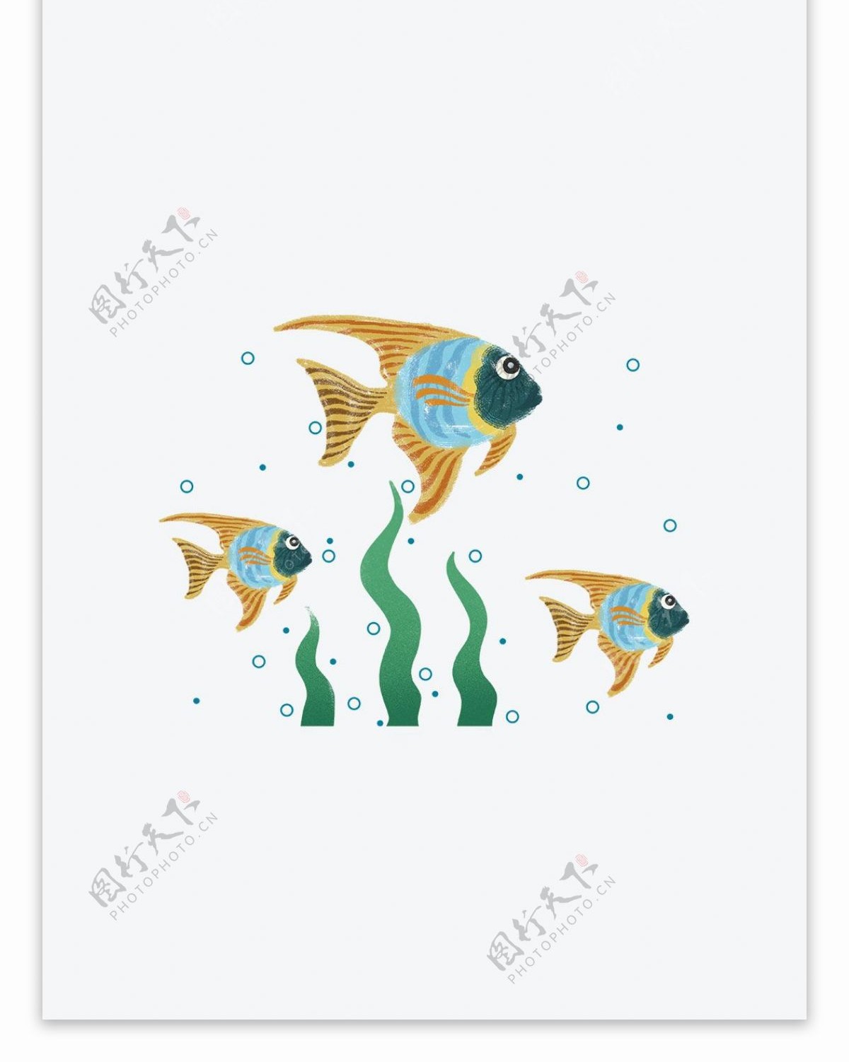 简约可爱文艺海底世界鱼插画手提袋