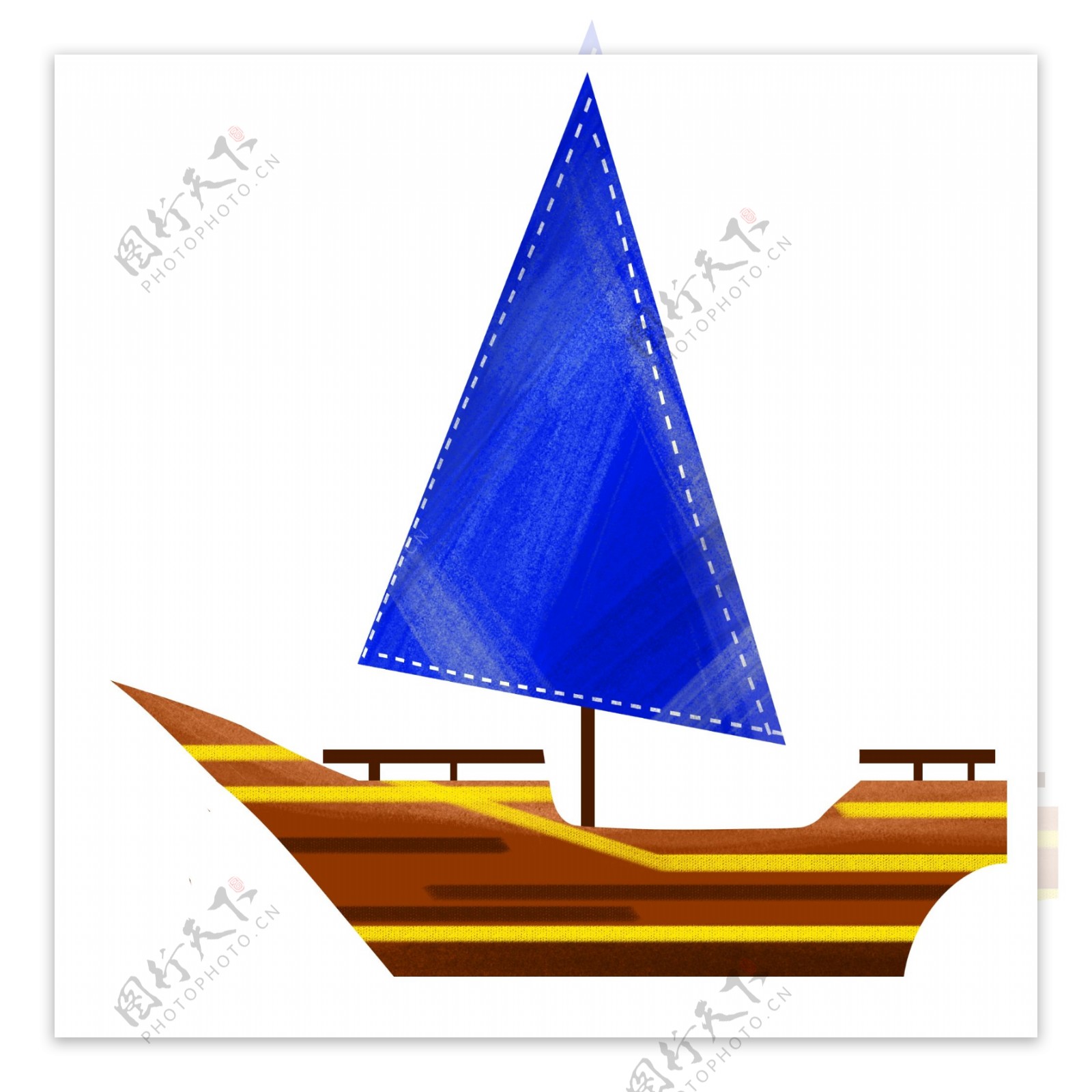 蓝色三角旗帆船