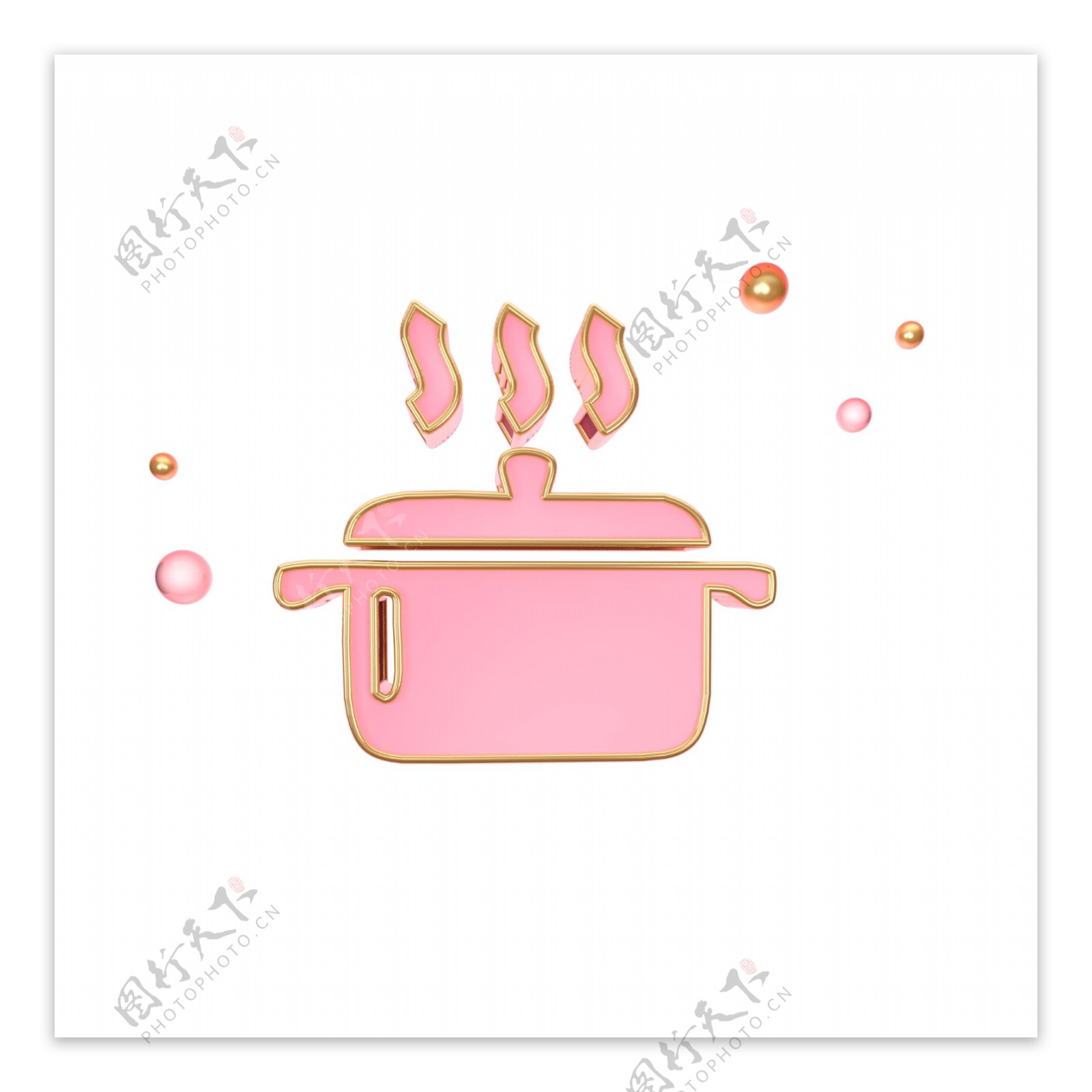 立体粉色蒸锅图标