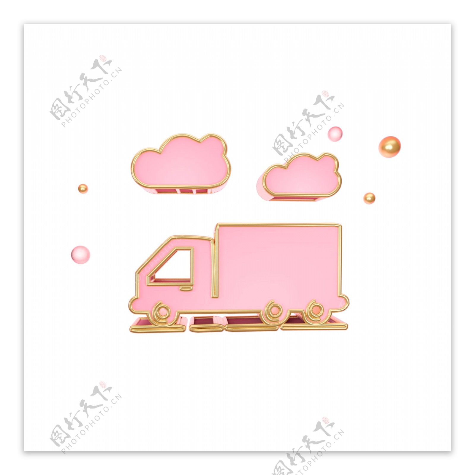 立体粉色集装箱车图标