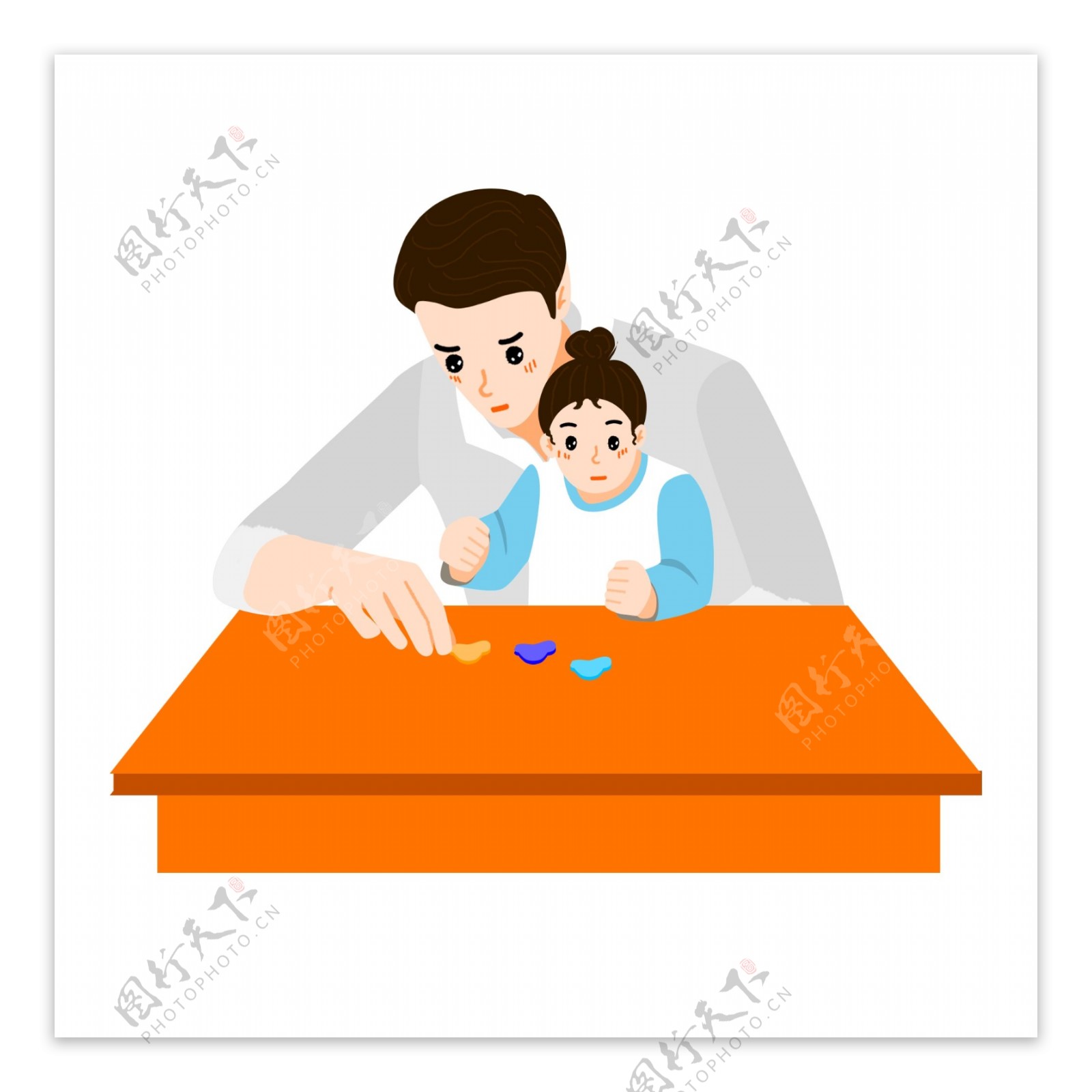 孩子们和爸爸一起玩积木照片摄影图片_ID:147289608-Veer图库
