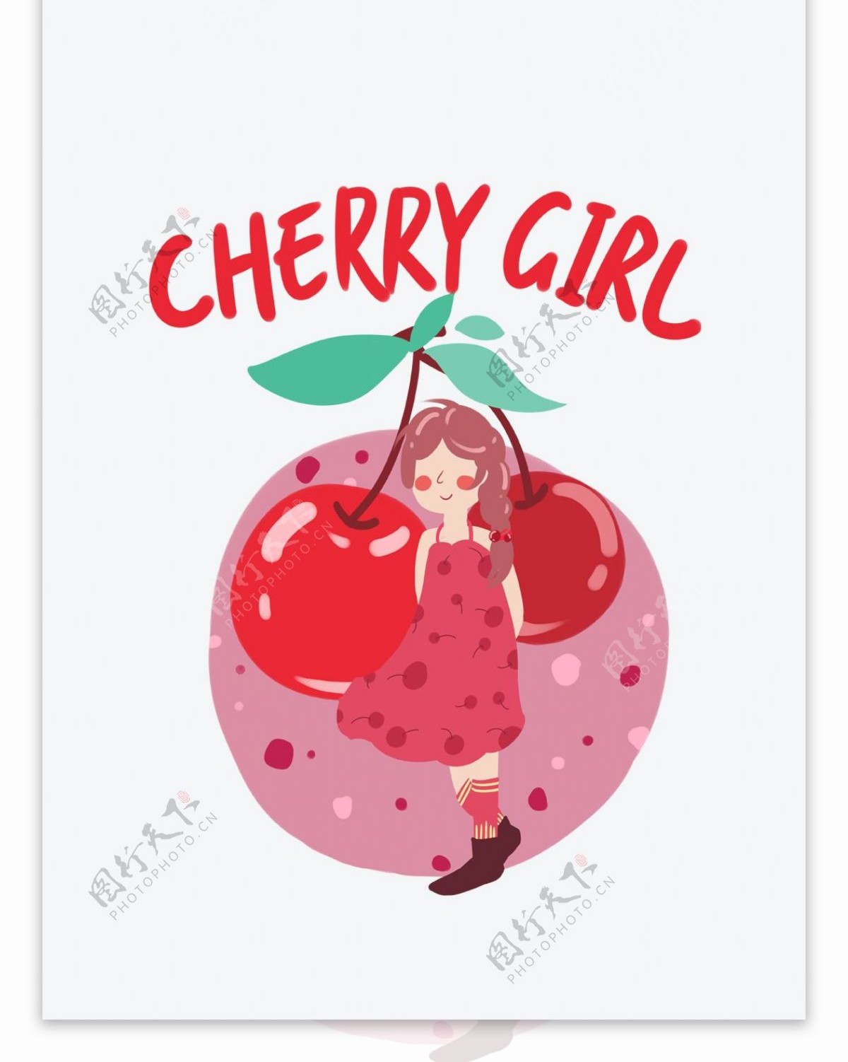 帆布袋包装水果系列樱桃女孩简约清新卡通