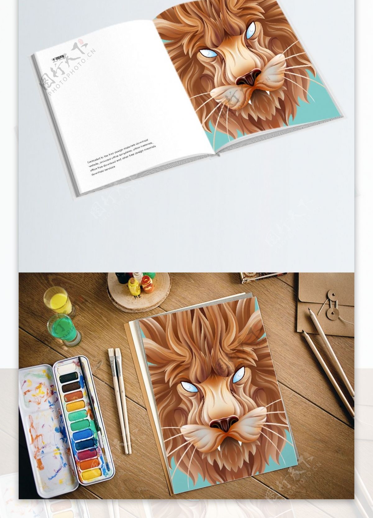 趋势立纸塑雕插画狮子