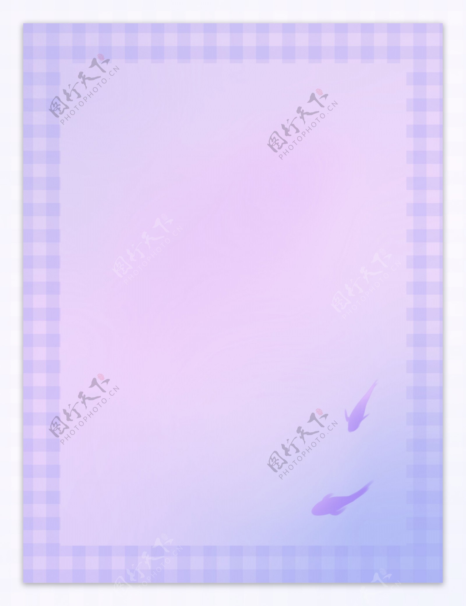 水彩粉色紫色游鱼