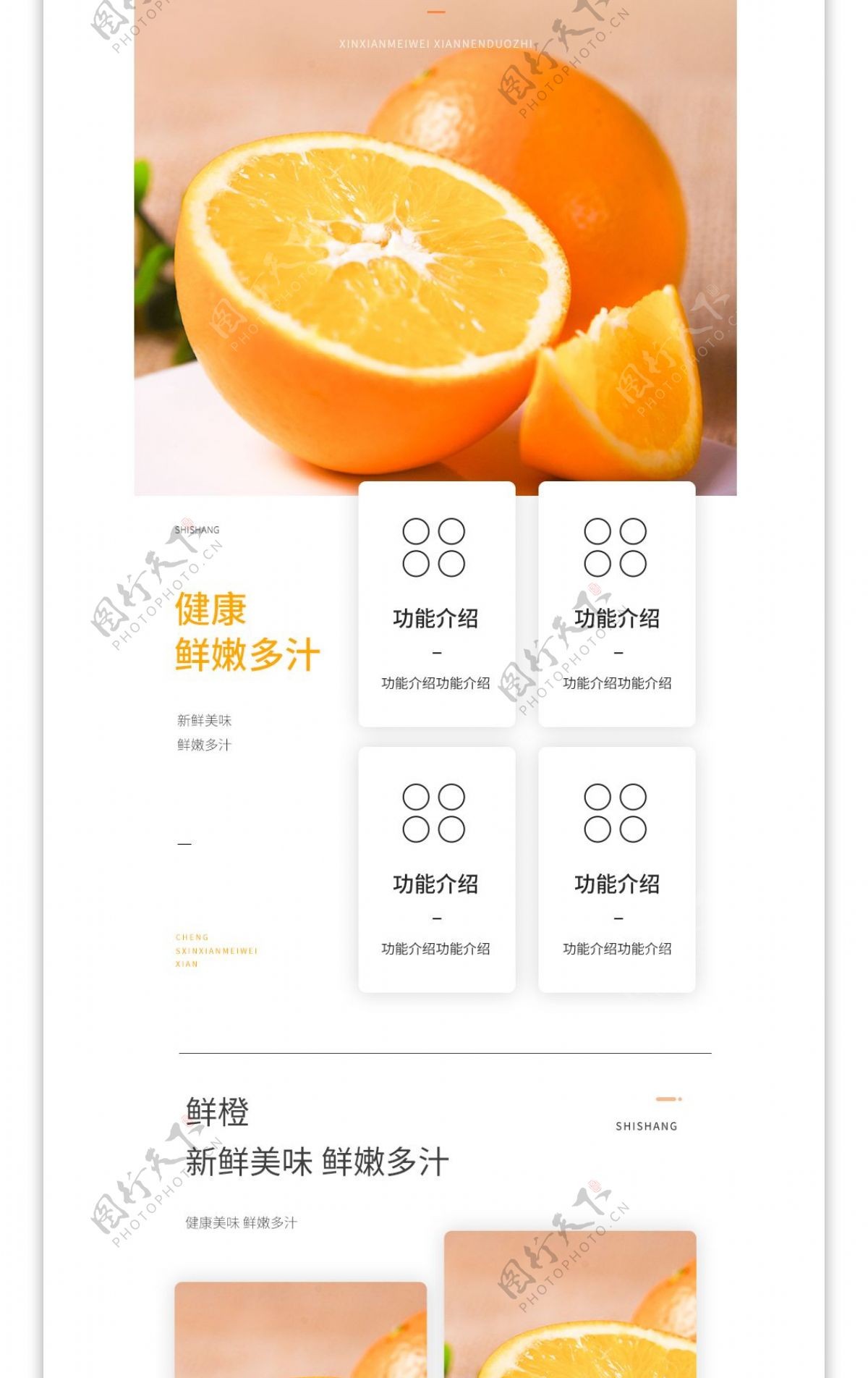 简约清新电商水果橙子食品脐橙详情页