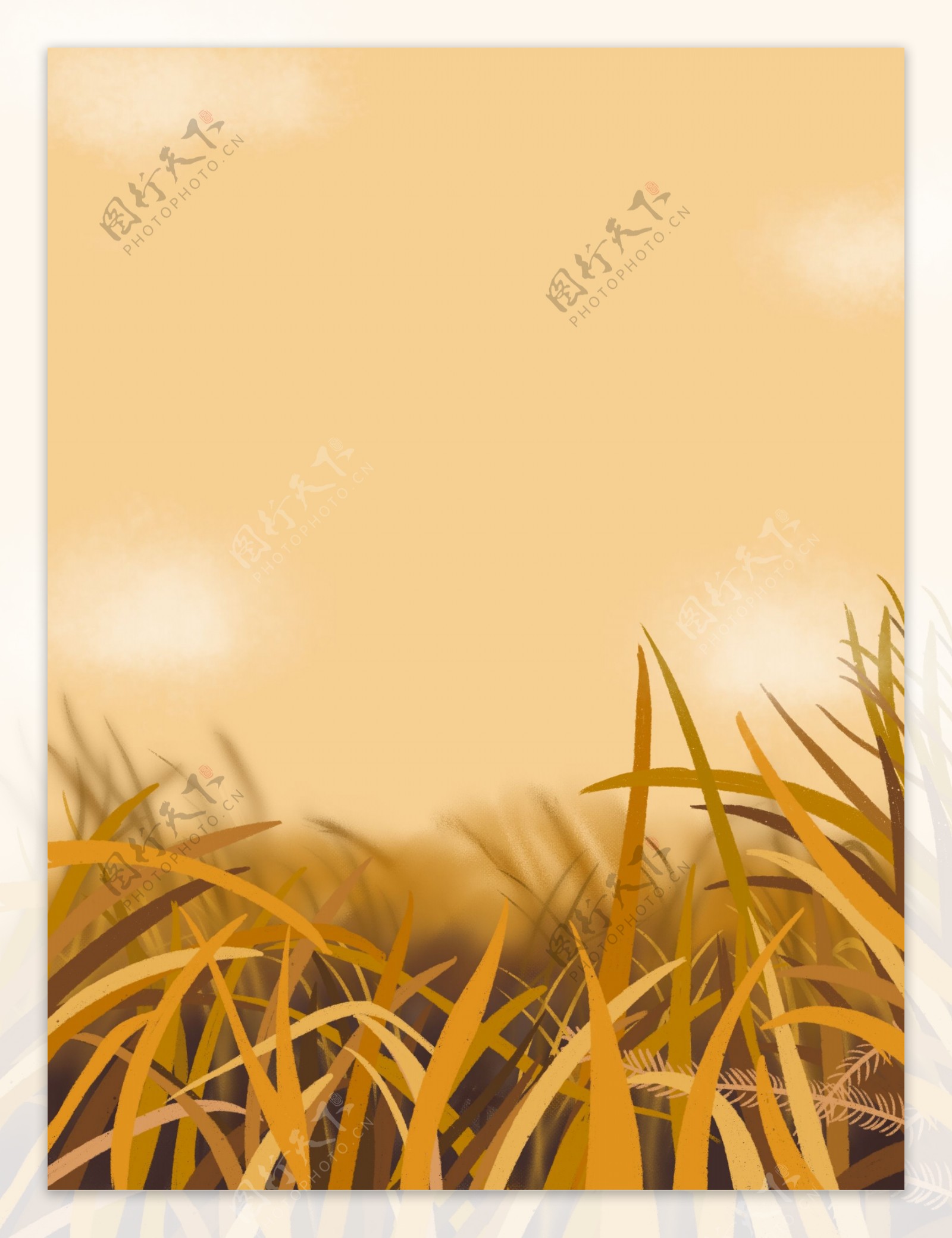 金色秋天草丛背景设计