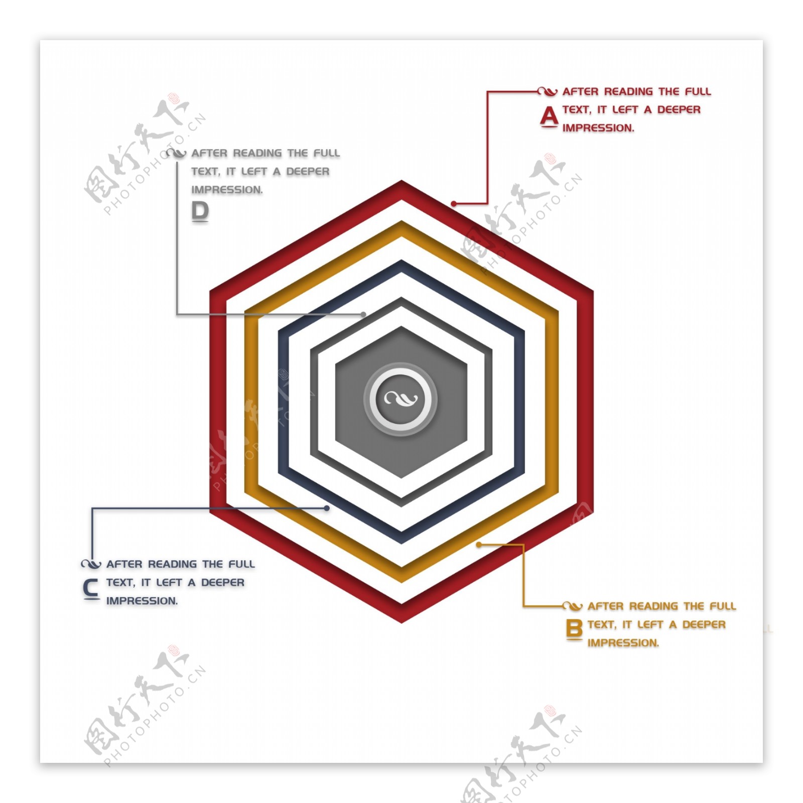 原创六边环形图表PPT素材设计