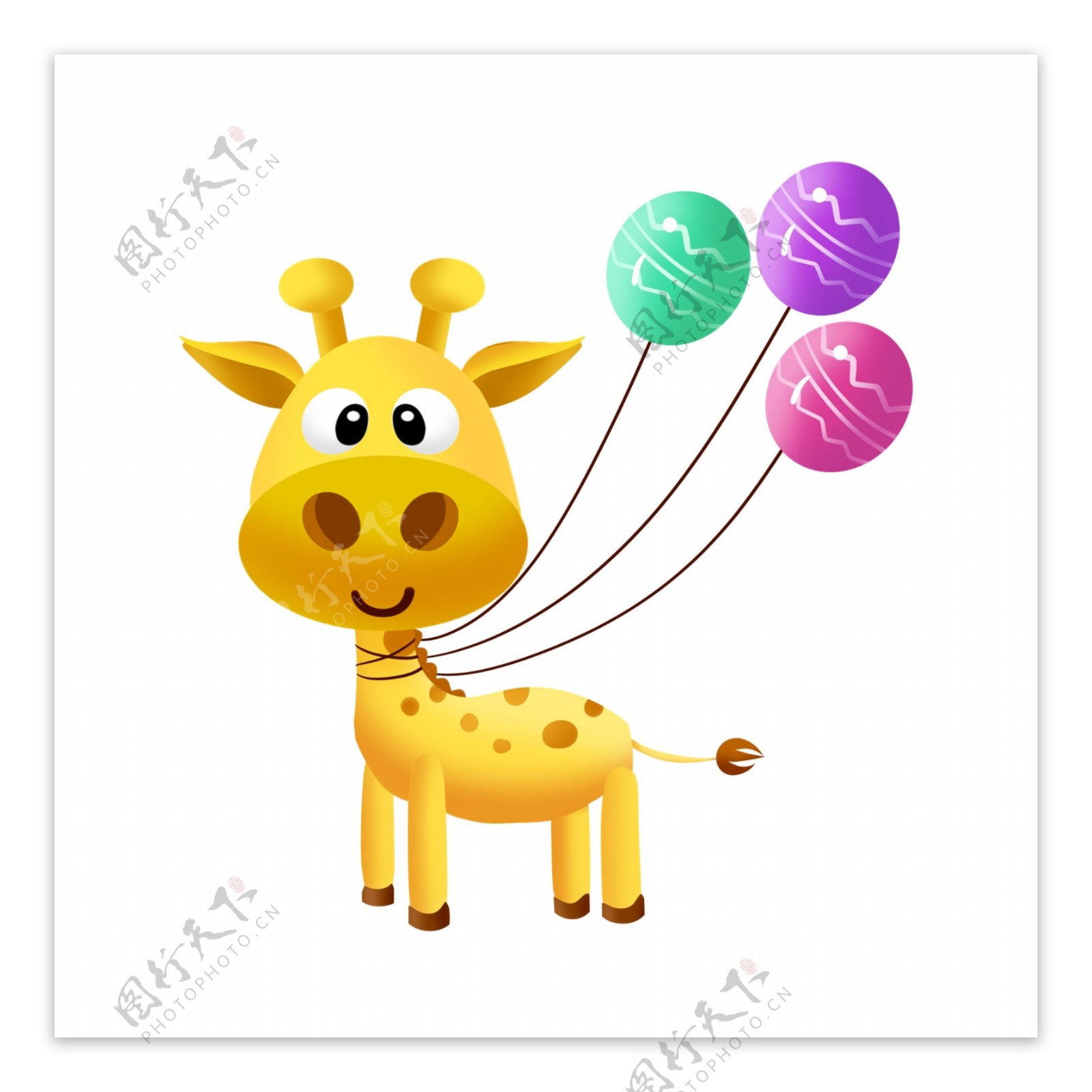 可商用卡通长颈鹿与气球