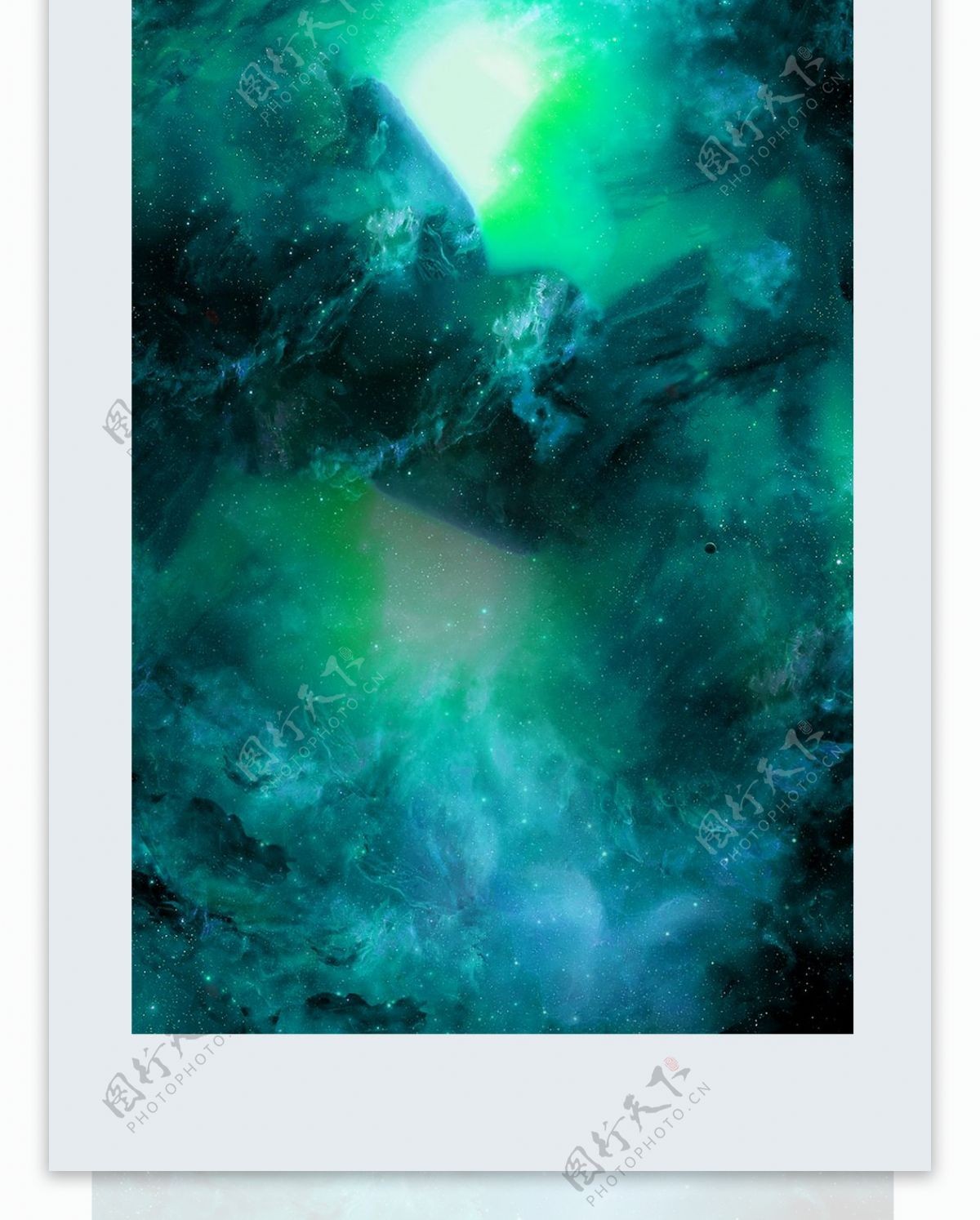 原创手绘唯美仙境绿色幻彩异次元科技手机壳