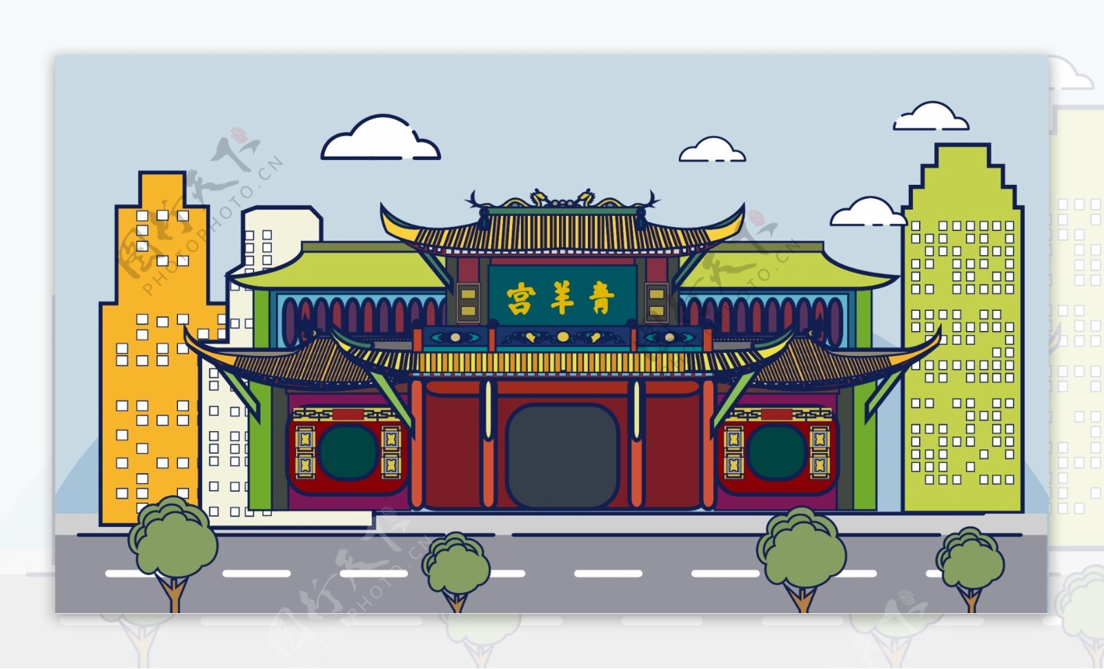 中国风传统建筑物