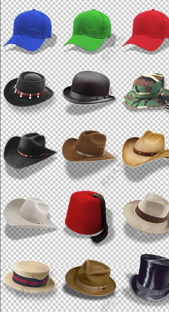 各种样式的帽子PNG衣服