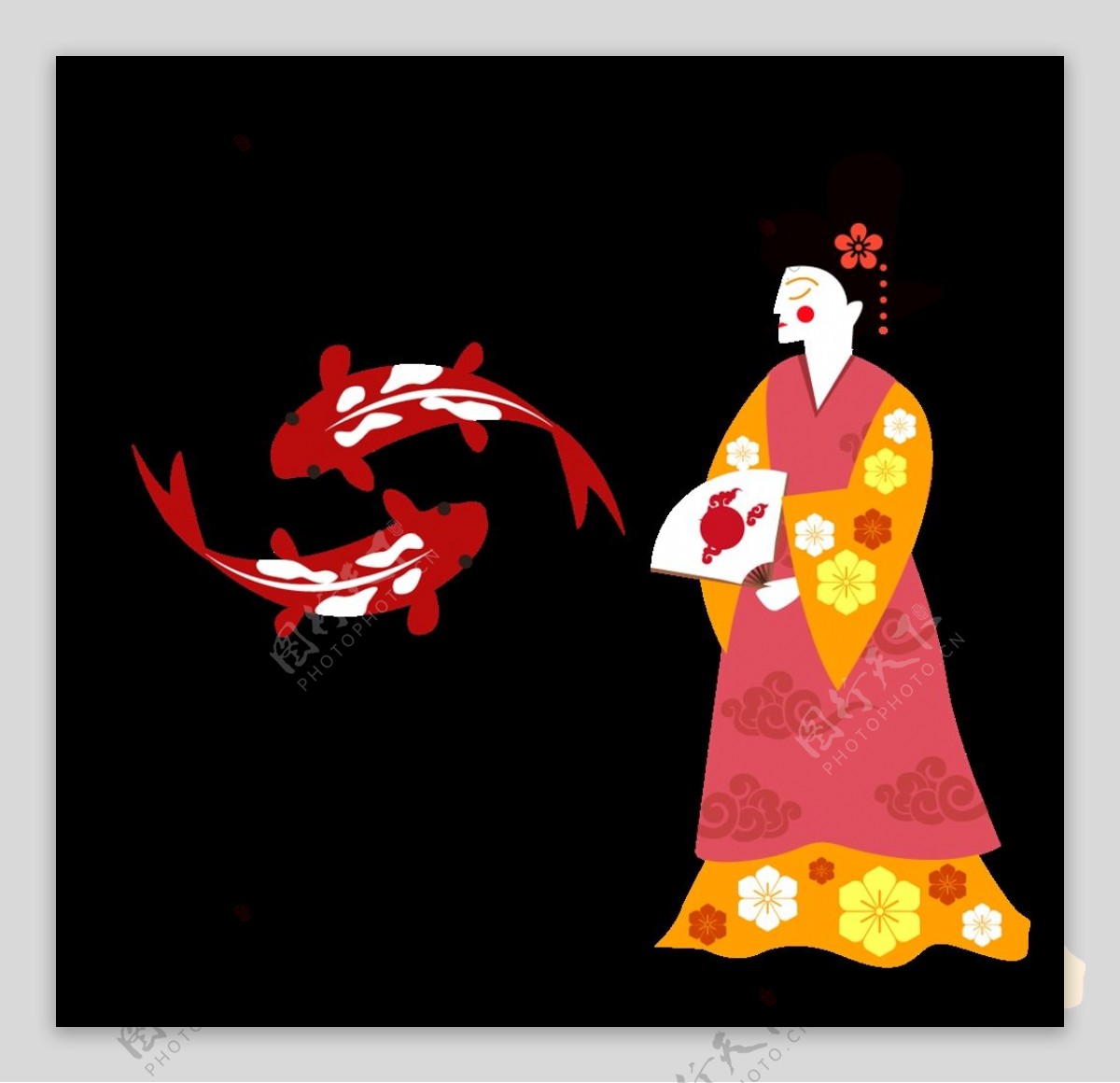 日本旅游文化鱼和服女人