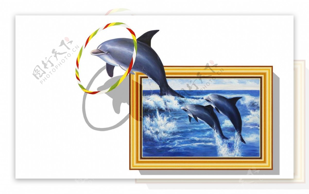 3D跳圈海豚
