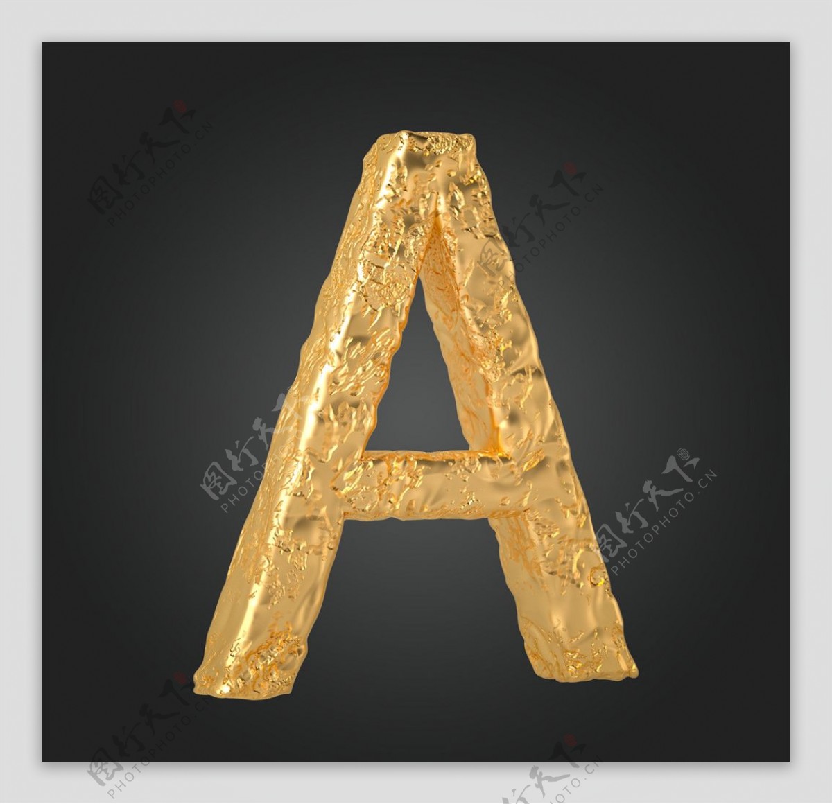 金属质感立体字母A