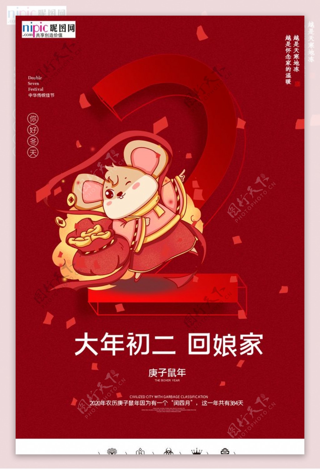 2020初二春节鼠年新春海报