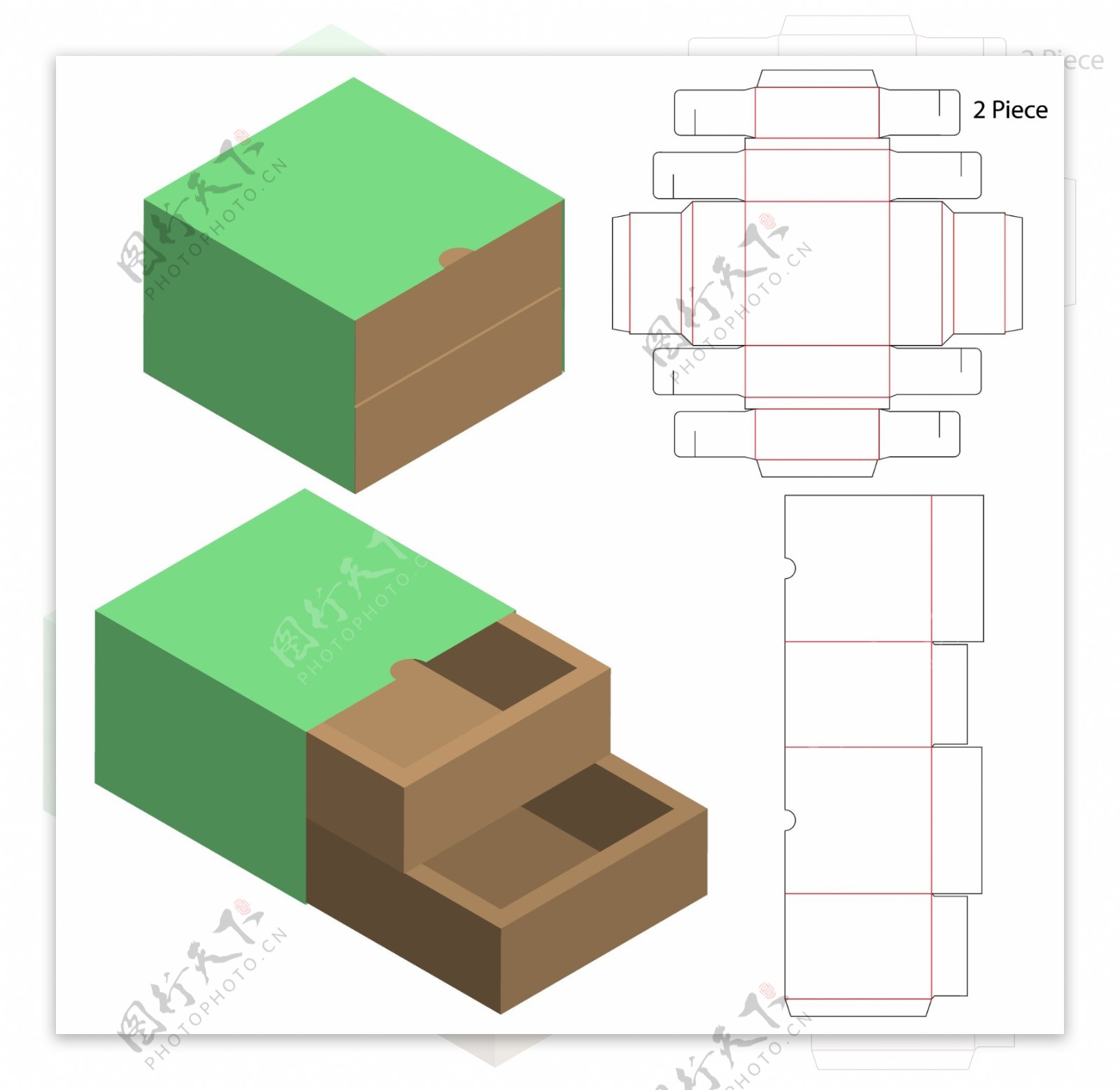 上下抽屉包装盒刀模图