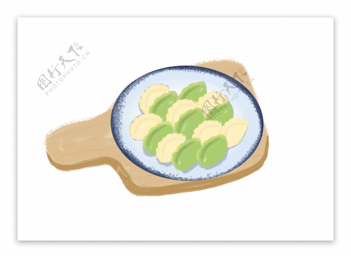 手绘蔬菜饺子插画