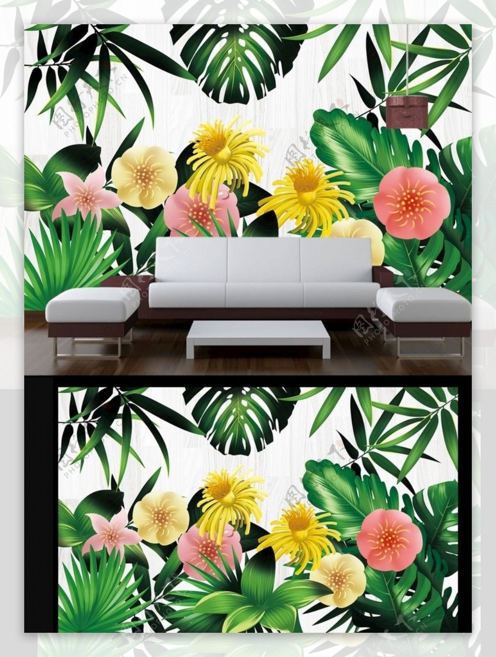植物花卉电视背景墙