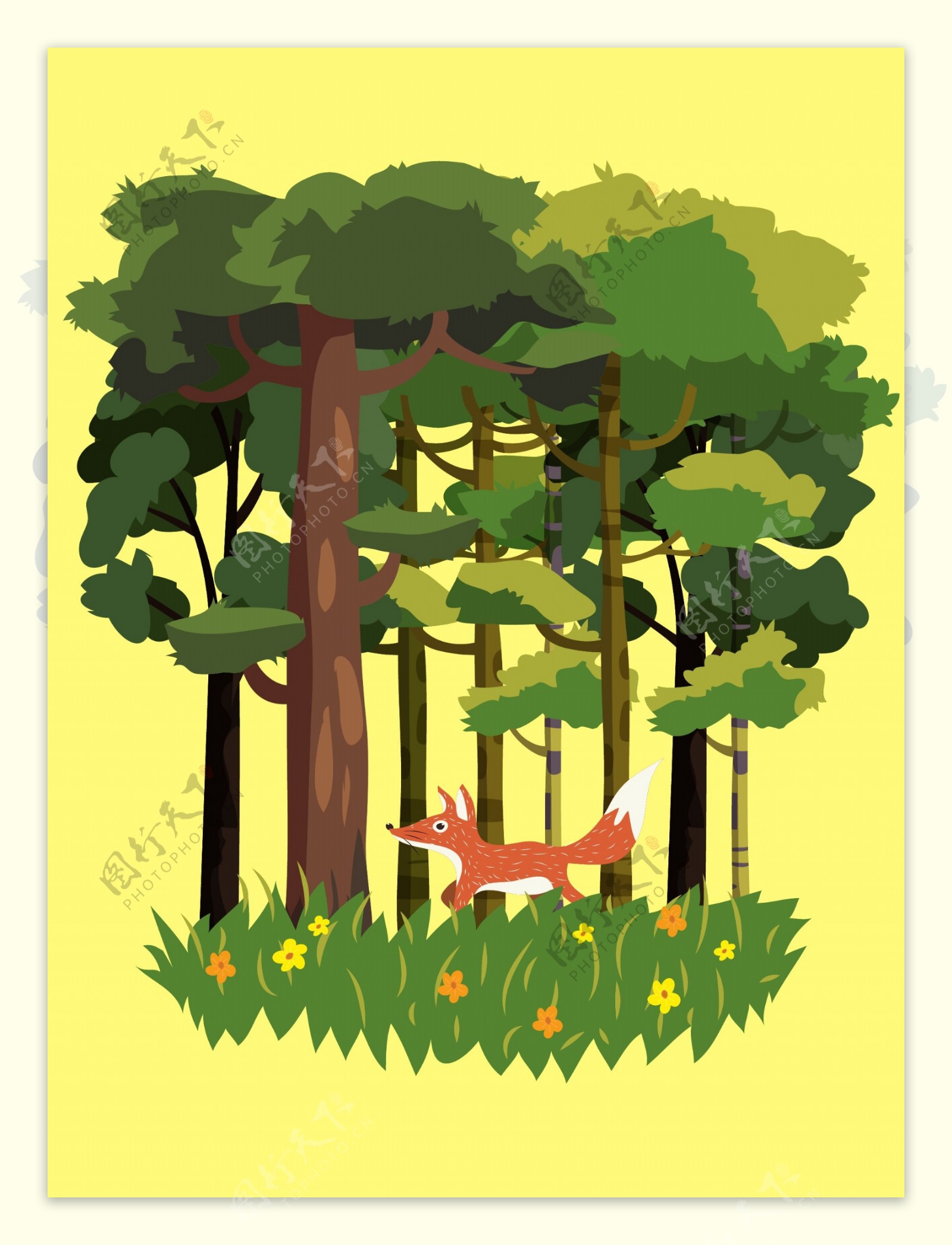 创意森林狐狸风景