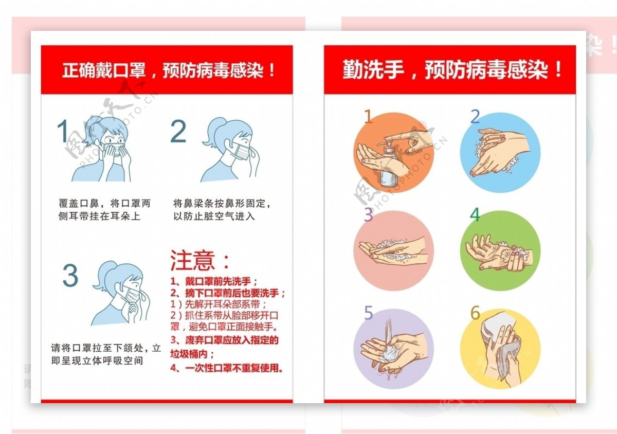 正确戴口罩勤洗手