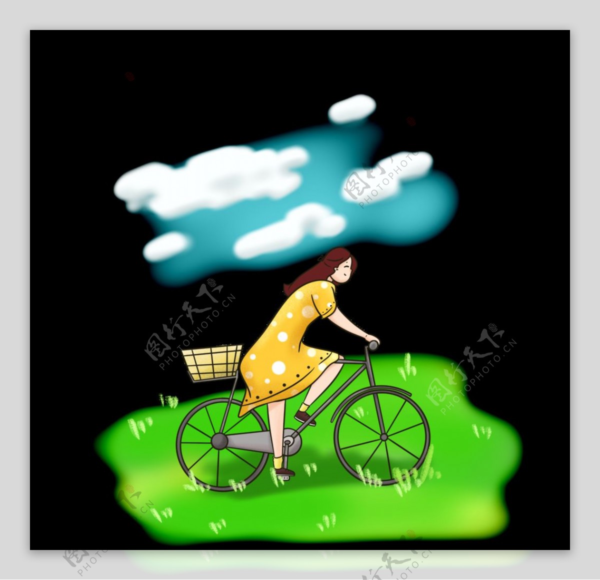 骑着自行车小清新女生