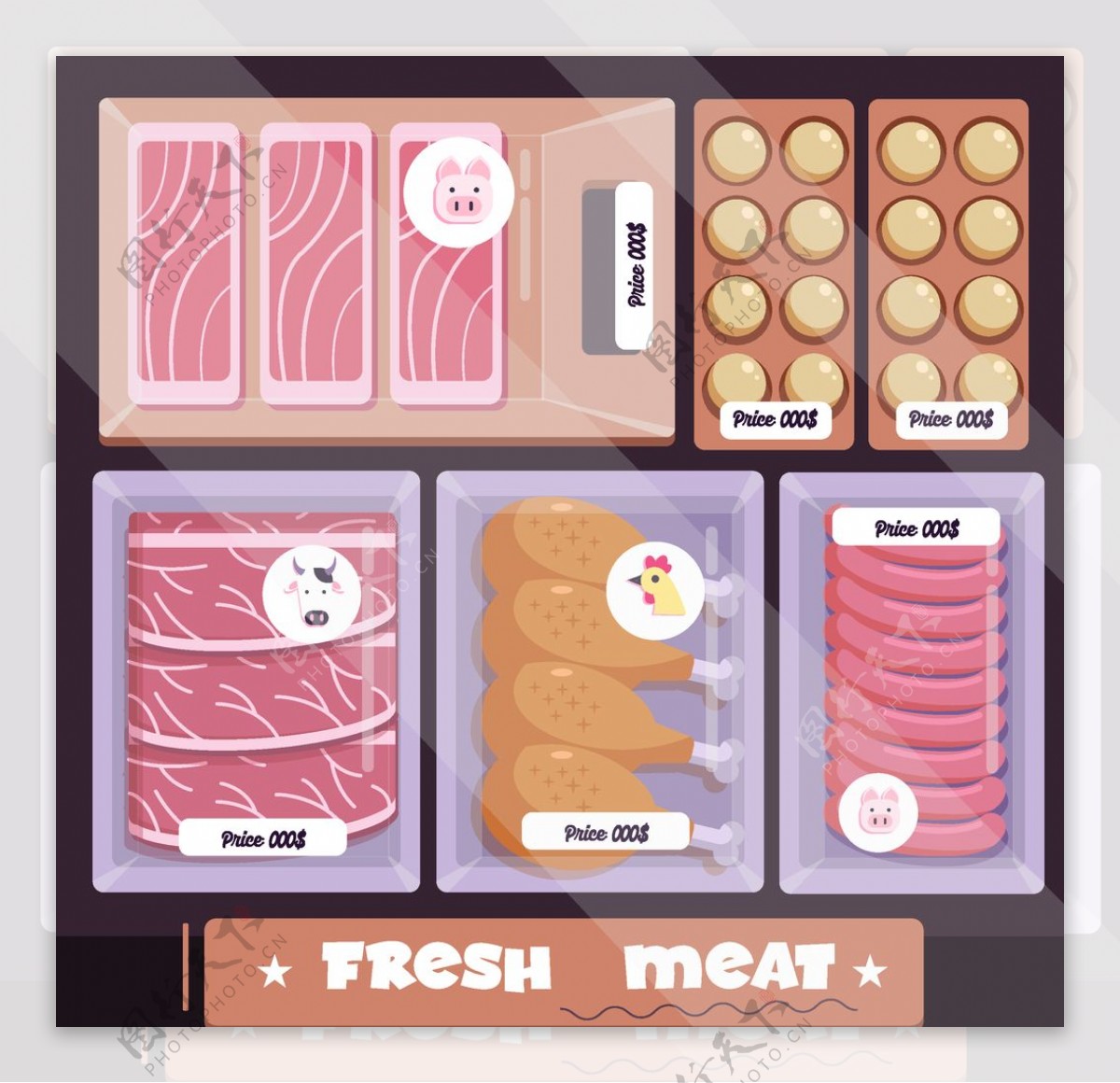 创意新鲜盒装肉制品