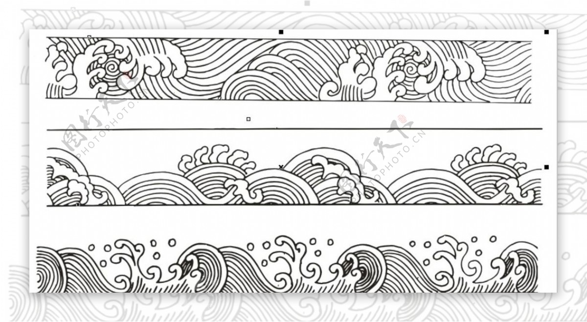 大海海洋卡通海浪手绘海浪