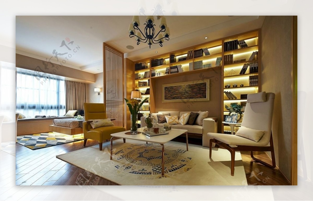 现代北欧室内设计客厅空间效果图