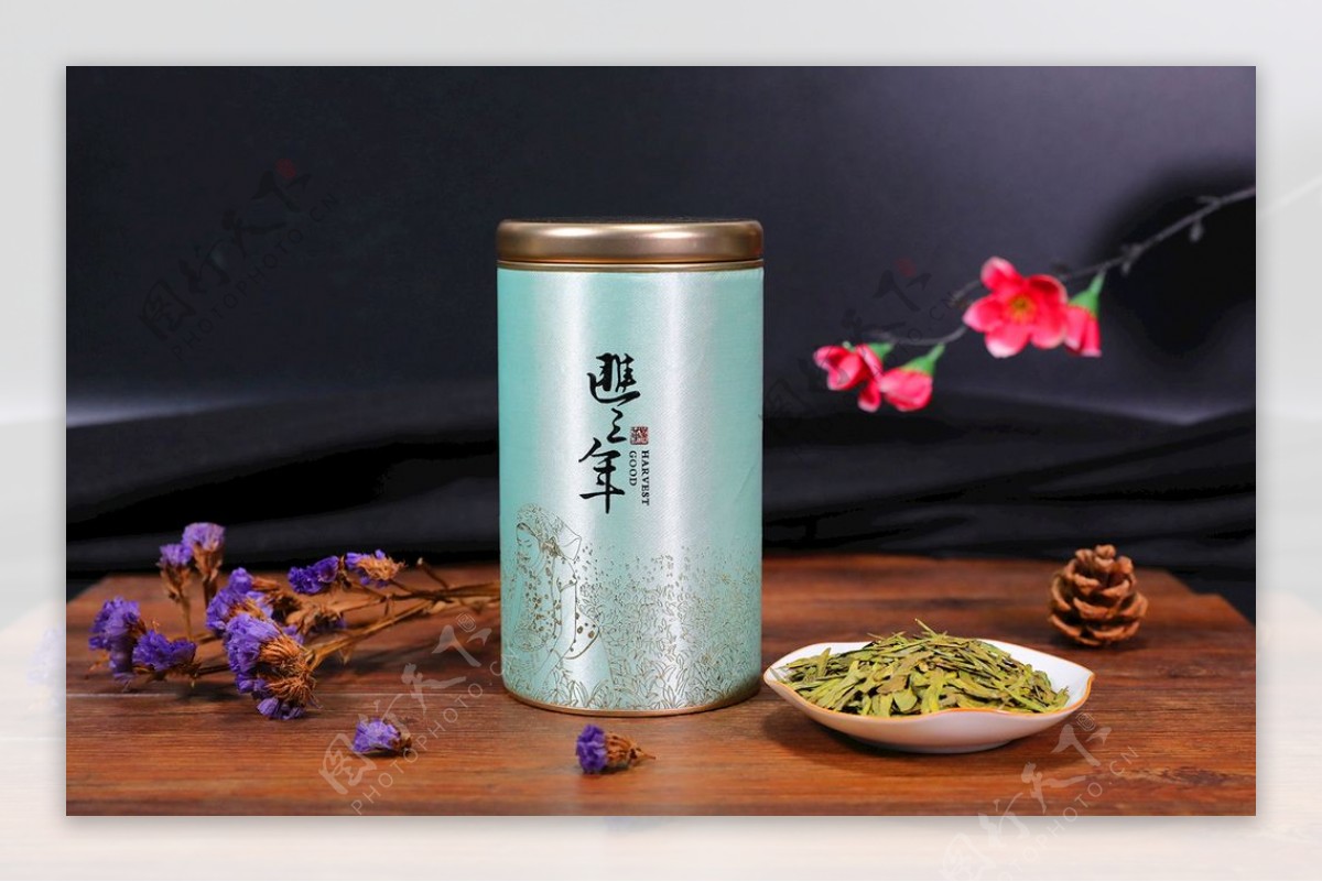 茶罐摄影茶叶绿茶西湖龙井