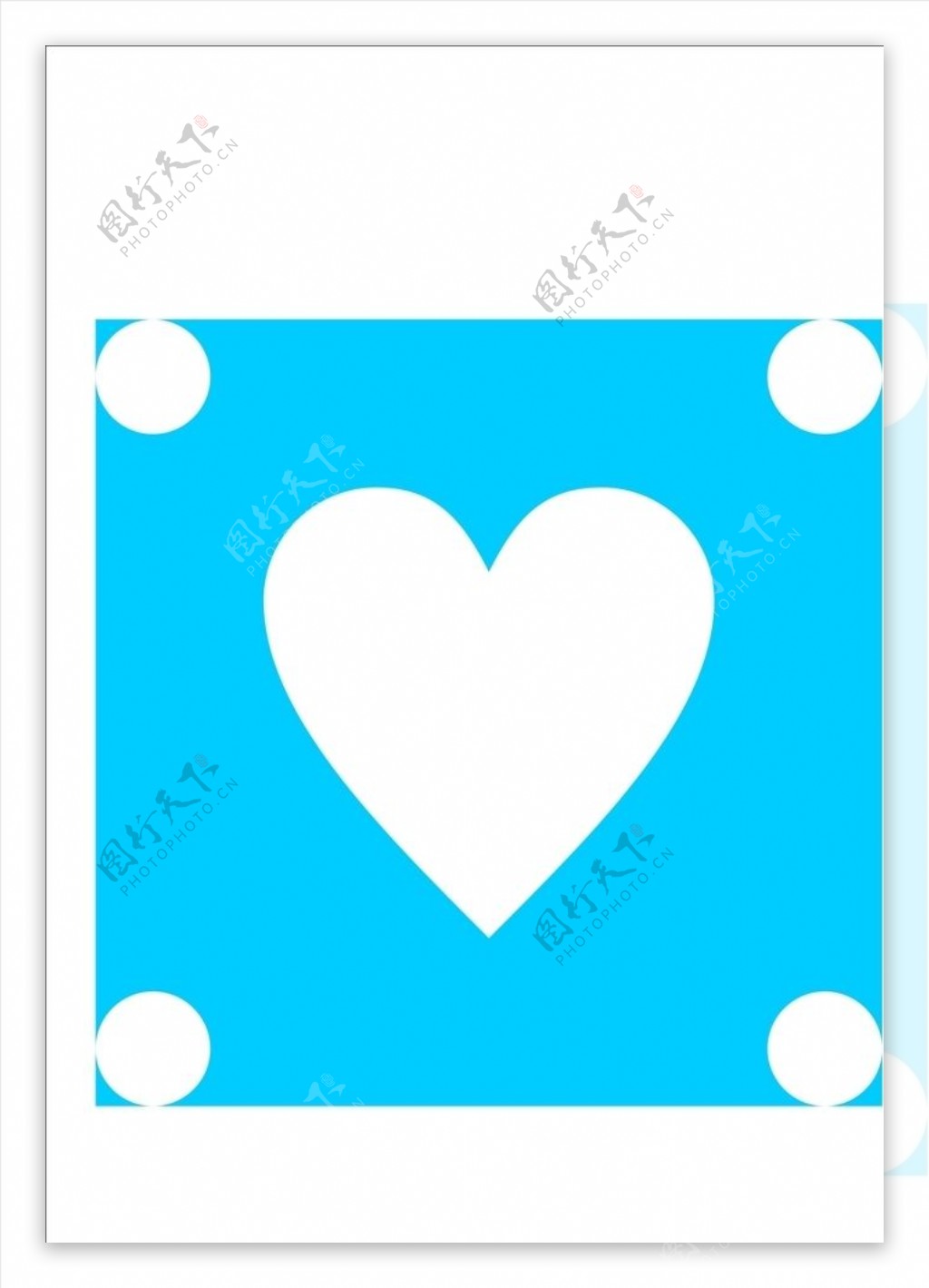 爱心标志圆正方形白色蓝色矢量