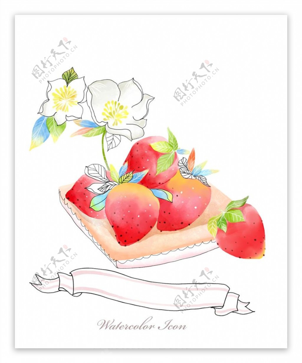 手绘草莓花儿