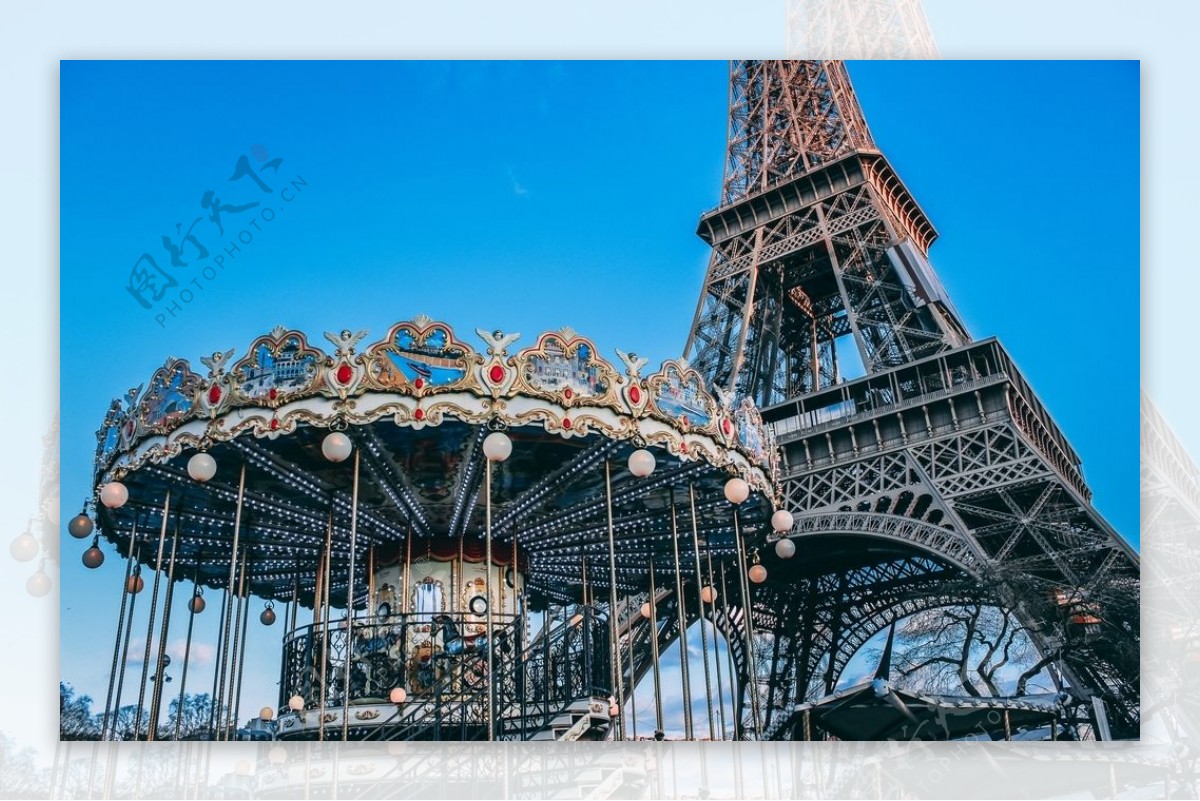法国巴黎游乐场文艺城市背景素材