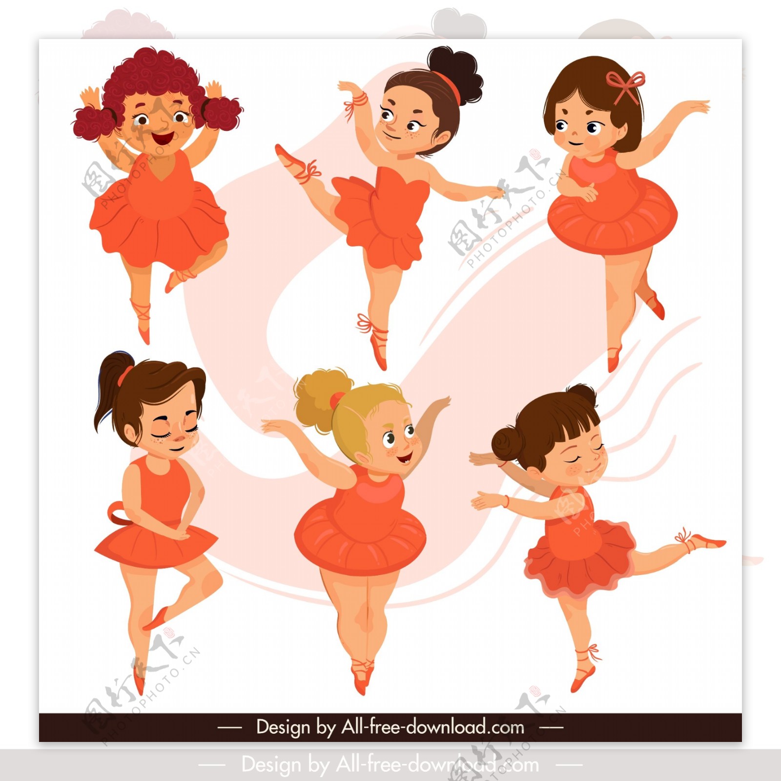 6款卡通芭蕾舞女孩