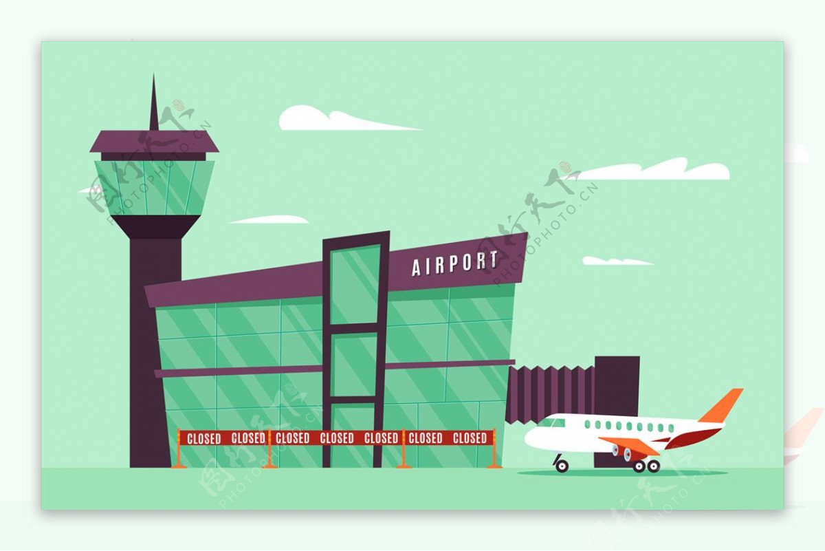 飞机场插画图片下载-正版图片400098887-摄图网