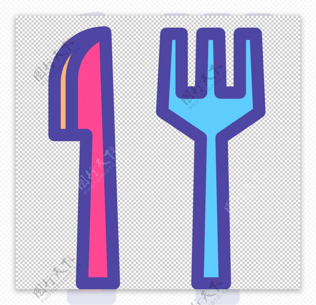 刀叉餐饮标志图形图标装饰素材