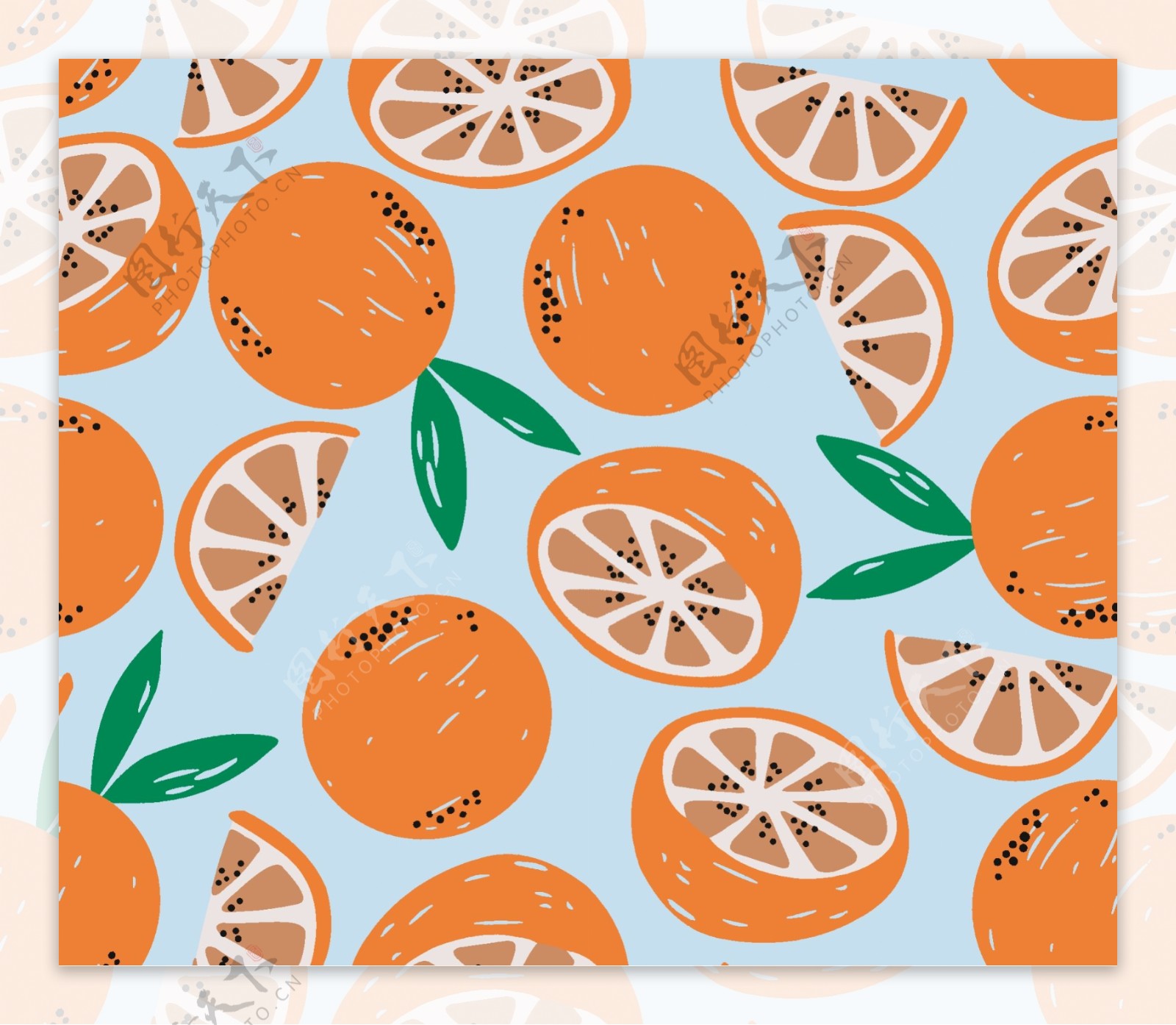 手绘橘子柠檬