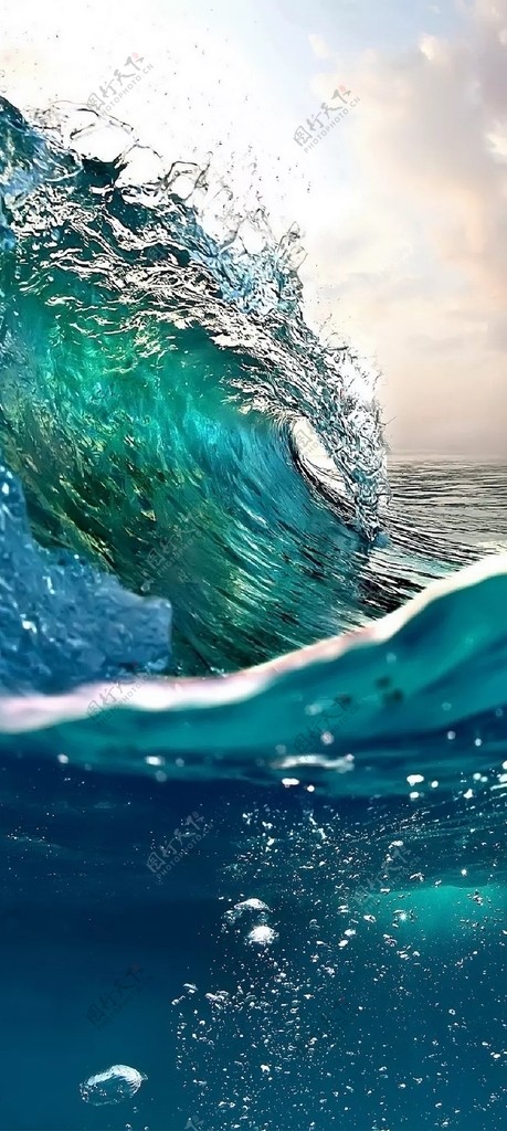 蓝绿海波浪