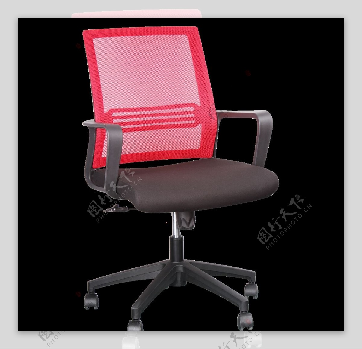 红黑色时尚办公椅45度
