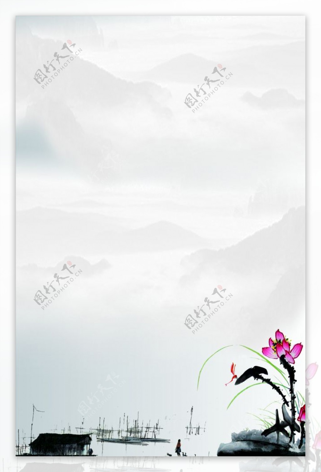 中国风水墨海报展板矢量背景