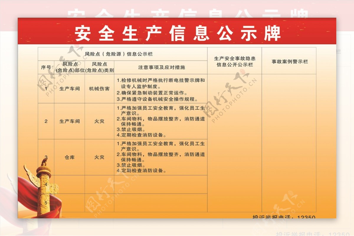 安全生产信息公示栏