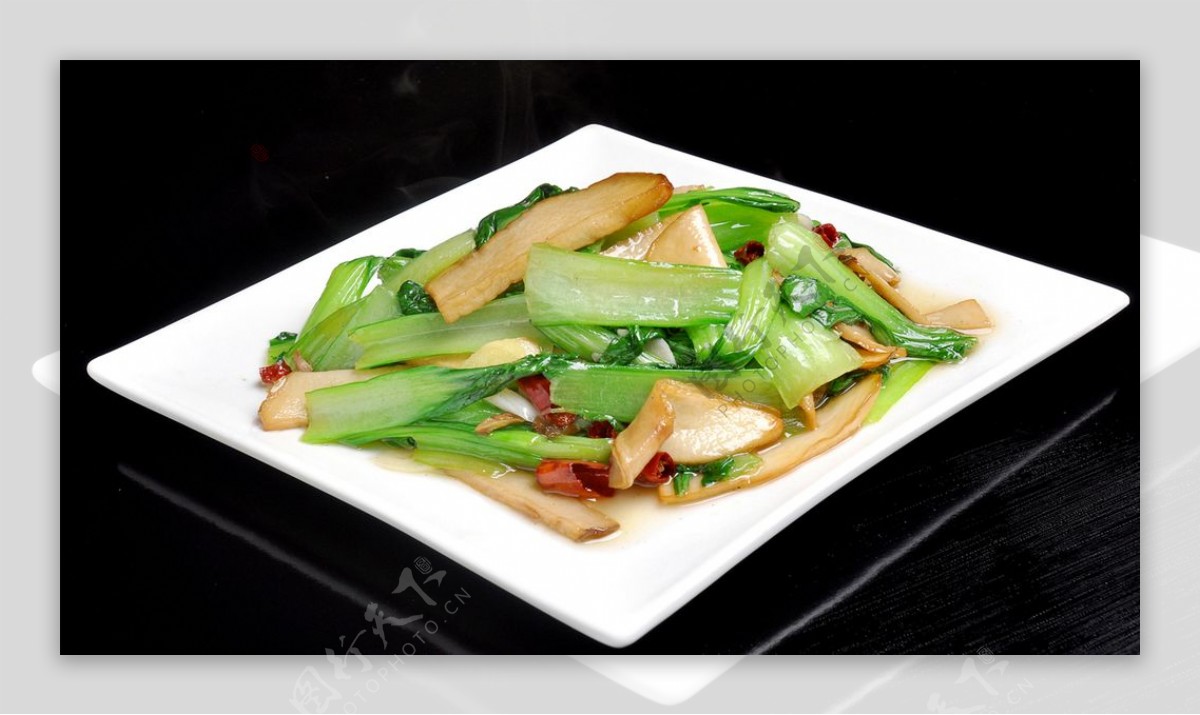 烤蘑菇炒油菜