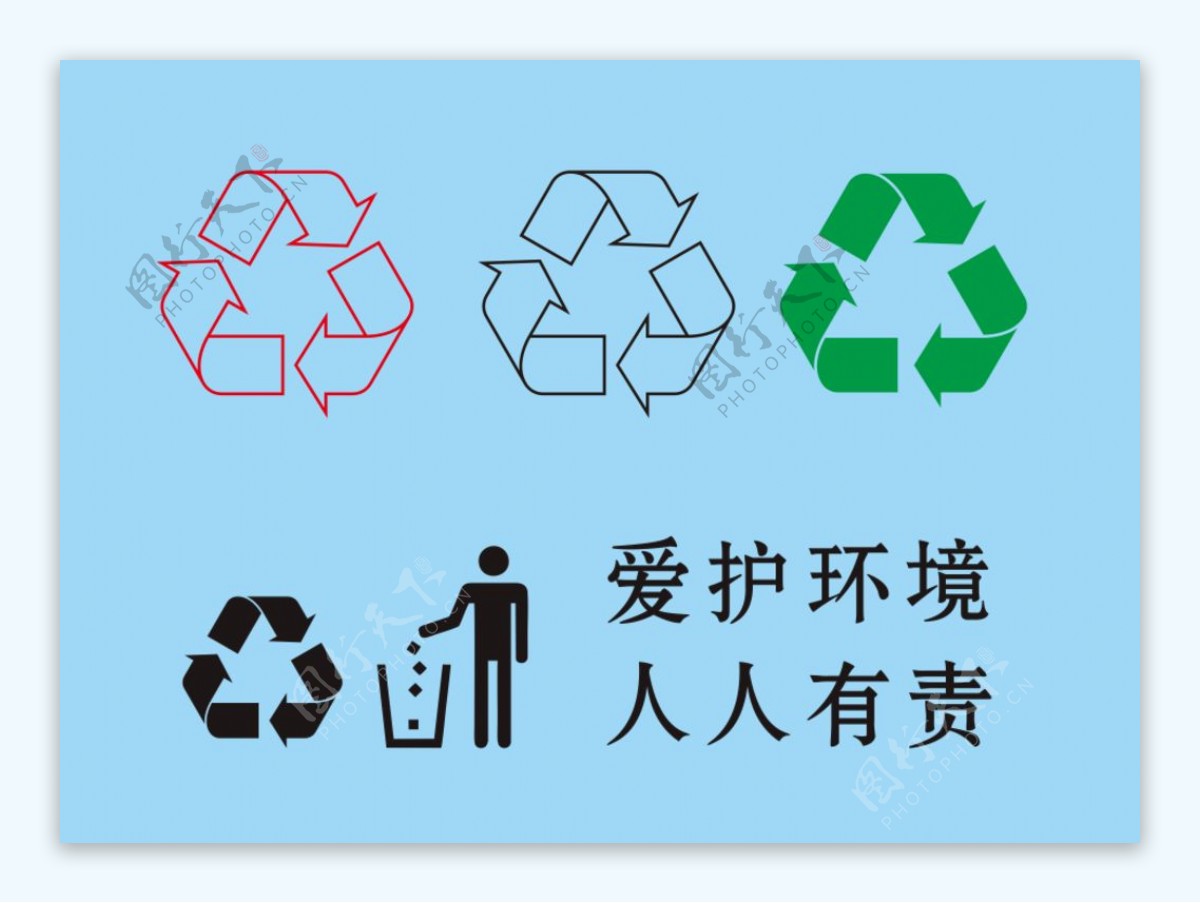 可循环标志垃圾入桶标志