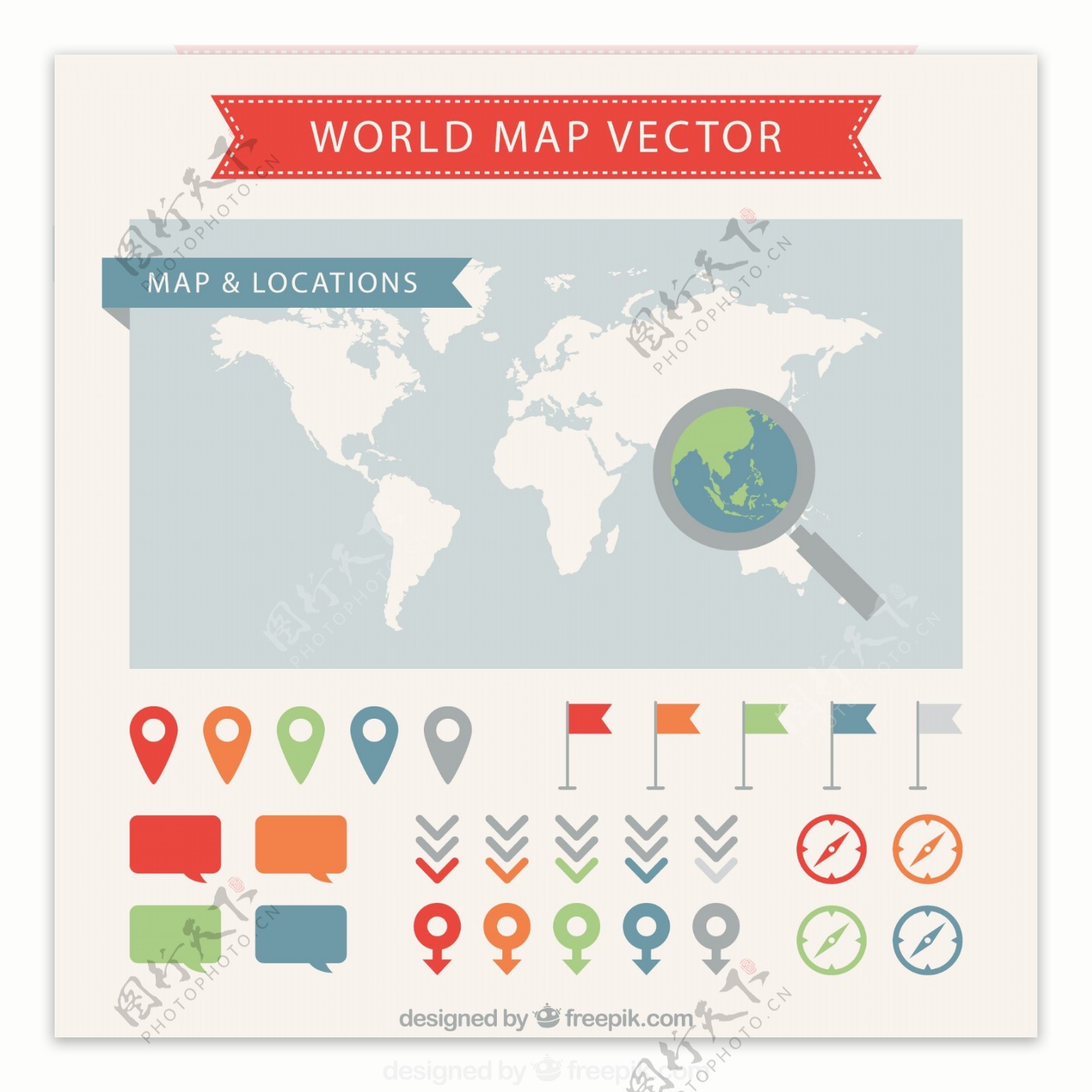世界地图和指针