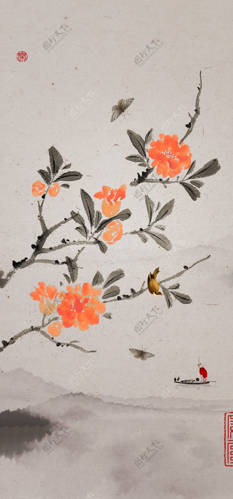 新中式花鸟装饰画图片